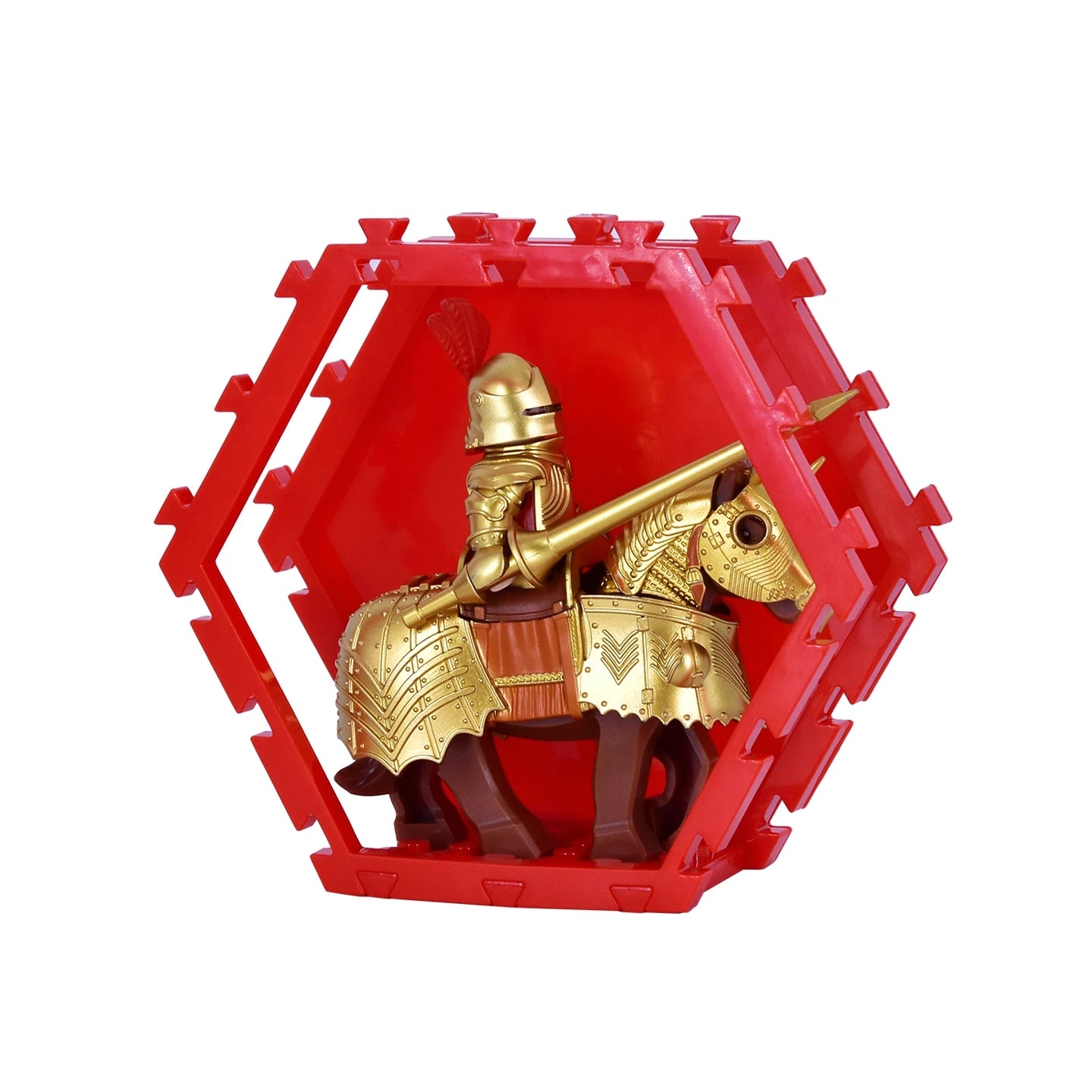 Brick Display Stand | Red Hex Interlock | Lego Compatible | Built In Brick Base