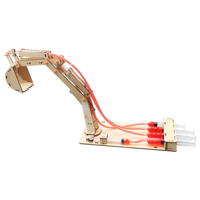 DIY Wooden Hydraulic Excavator Science Kit for Students