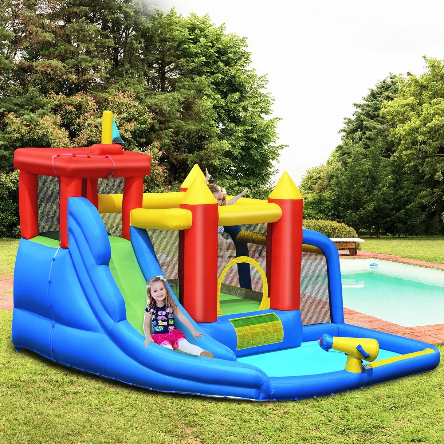 Inflatable Bounce House Water Slide Splash Pool With Blower Included