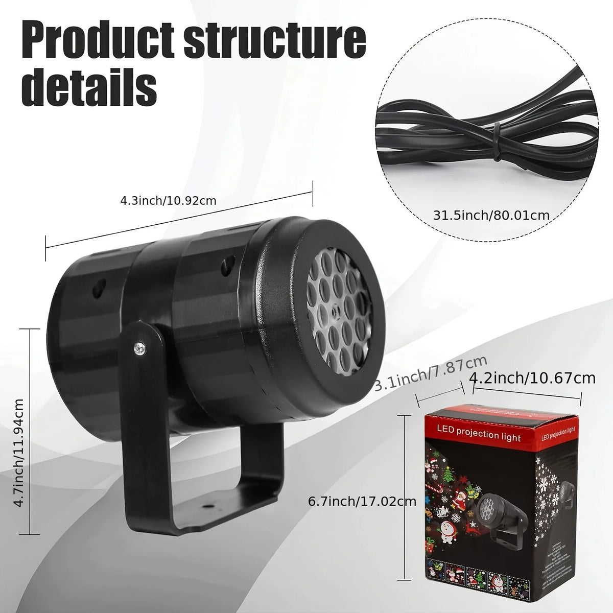 Snowflake Projector Lights | USB Powered | Rotating Patterns | Xmas Party Decor