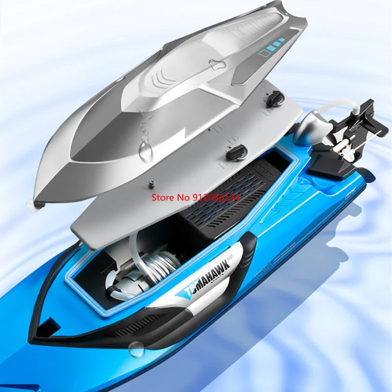 RC High-Speed 70KM/H RC Racing Boat - Double-Layer Waterproof Remote Control Yacht with Capsize Reset & Water Cooling System, 50CM Oversized Design