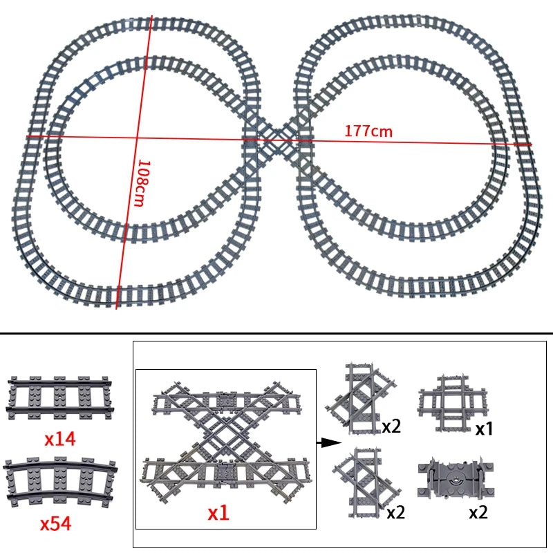 City Train Tracks Building Blocks Kit For Kids DIY Creativity