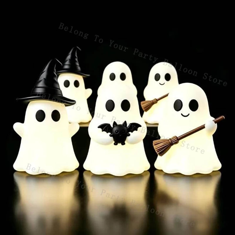 Luminous Ghost Figurines | Textured Silicone | Mini Table Set | Halloween Decor