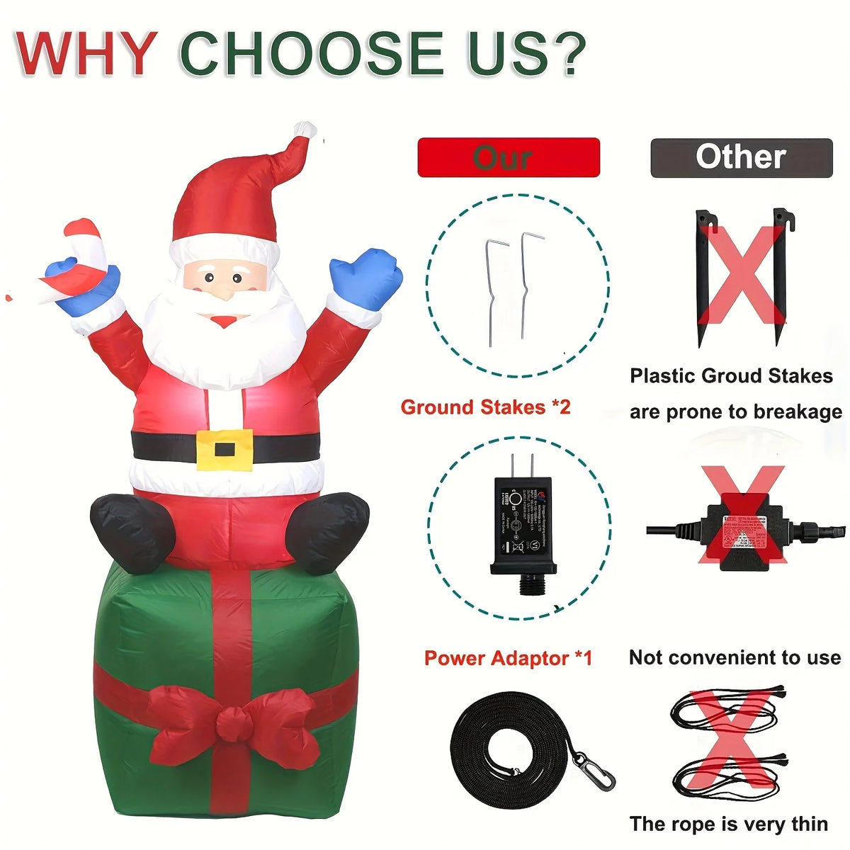 Christmas Inflatable Santa | 6.1 Ft Height | LED Lights | Outdoor Yard Decor