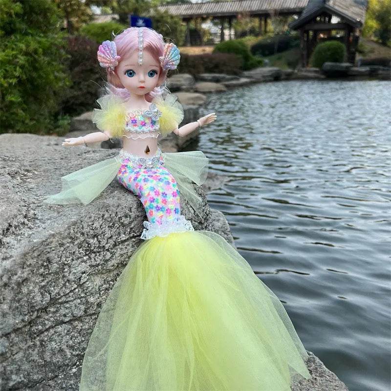 45cm Mermaid Doll Girl Toy Blue Eyes Princess Wedding Dress - ToylandEU