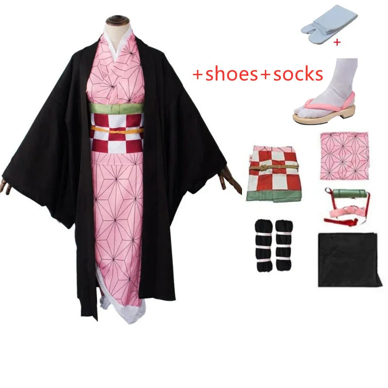 Nezuko Cosplay Outfit | Polyester Fabric | Demon Slayer Anime | Adult Unisex