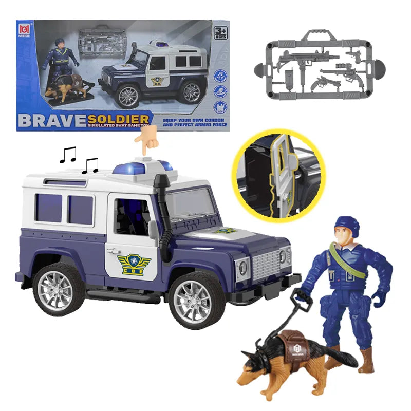 US Army City Police Toy Play Set for Boys - SWAT Police Car Helicopter with Sound and Light - ToylandEU