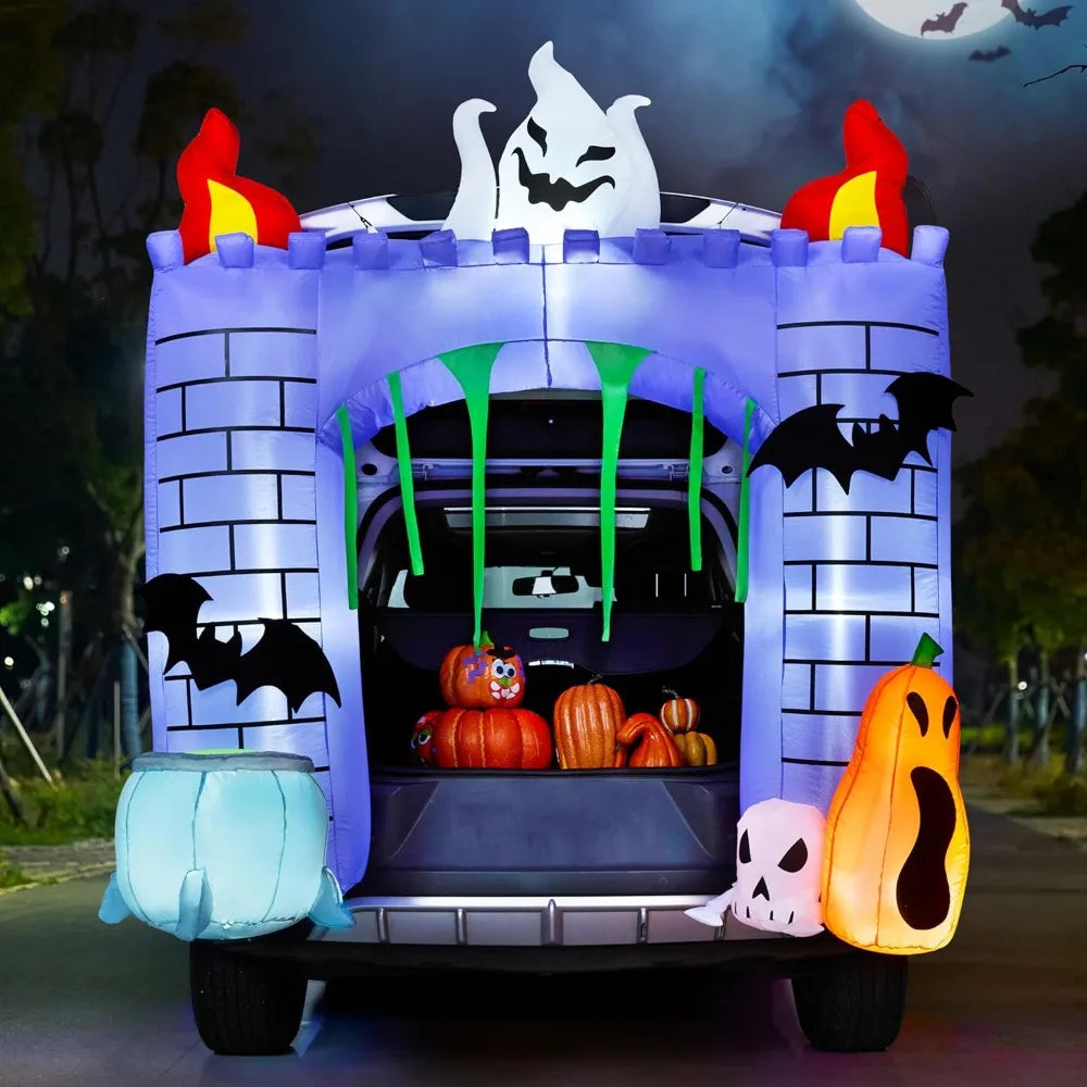 Halloween Inflatable Castle | 6 Ft | Built In Leds | Outdoor Lawn