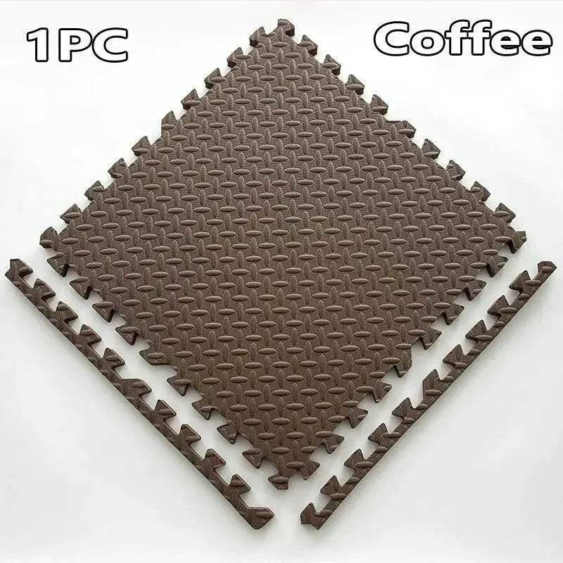 16-Piece 30x30cm EVA Leaf Grain Floor Mats for Sports Gym Protection Non-Slip Yoga Fitness Splicing Rugs Thickened Shock Absorption Workout Flooring - ToylandEU