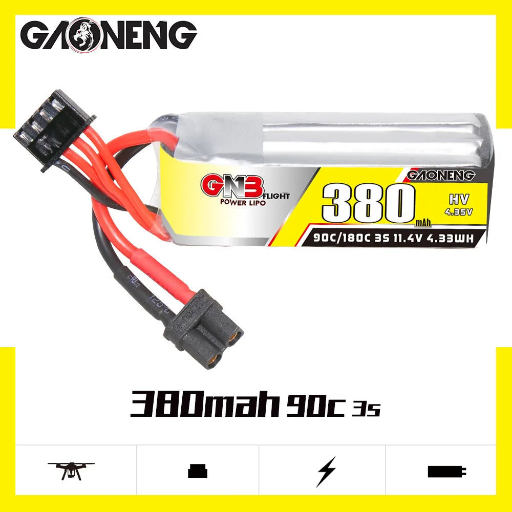 GNB HV 3s 11.4v 380mAh 90c/180c Lipo Battery For RC Helicopter - ToylandEU