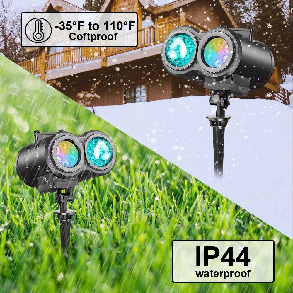 Outdoor Projector Lights | 2-In-1 Patterns | HD LED Mode | Holiday Yard Decor