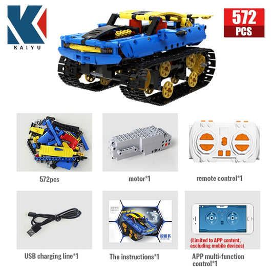 RC Racing Car Building Blocks Toy with Remote Control for Off-road Military Tank Model - Educational Gift for Children - ToylandEU