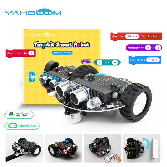 Microbit Coding Robotics Car Kit for STEM Education - Yahboom Tinybit V2 V1 with Python and MakeCode Programming