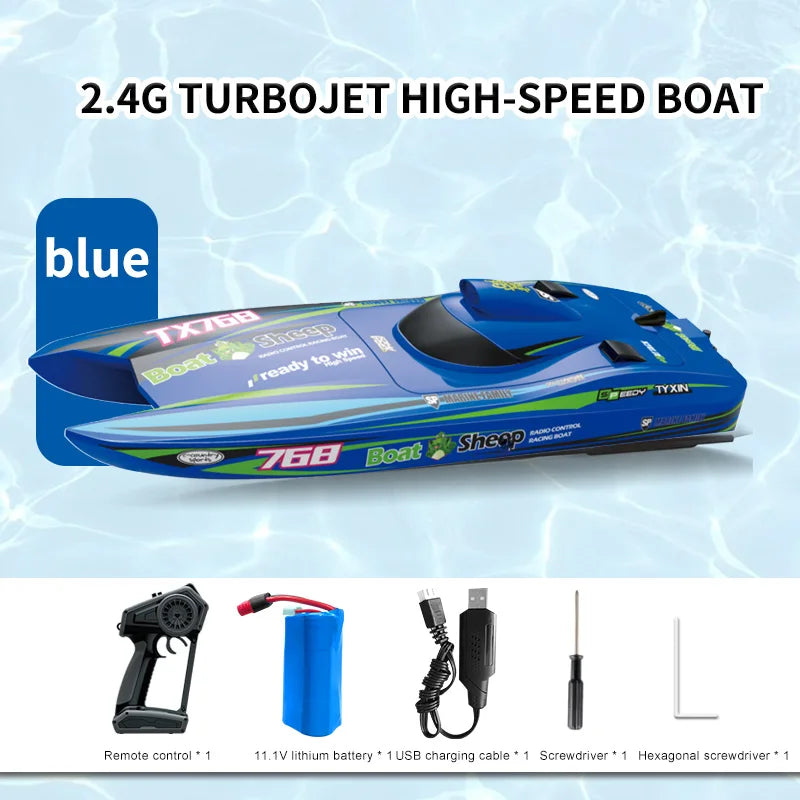 RC High-Speed Brushless RC Jet Boat 30km/h - Waterproof 2.4G Remote Control Speedboat for Kids