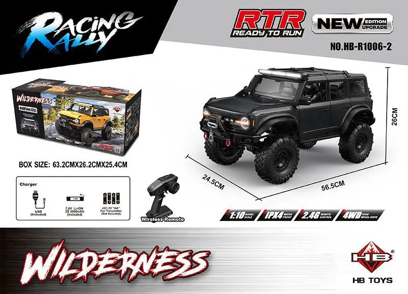 RC 1/10 Scale Remote Control Off-Road Rock Crawler Truck - 4WD RTR Climbing Vehicle with LED Lights and Lithium Battery