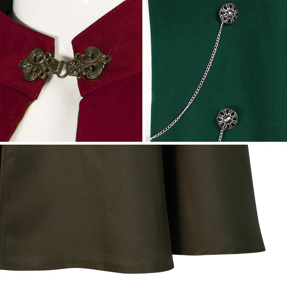 Medieval Gothic Cloak For Cosplay Cape With Chain Unisex - ToylandEU