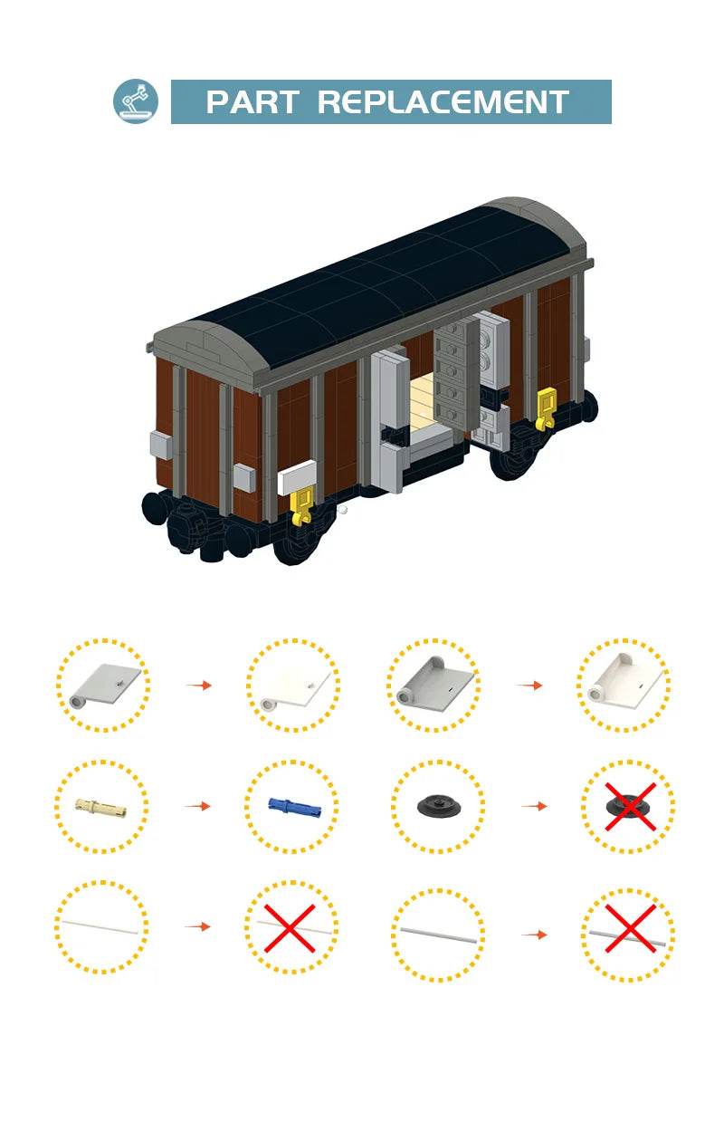 Boxcar Goods Wagon Building Block Kit MOC Railway Carriage - ToylandEU