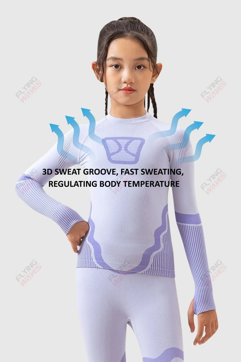 Kids Winter Base Layer Set | Quick Dry Fabric | Four Way Stretch | Sizes S M L
