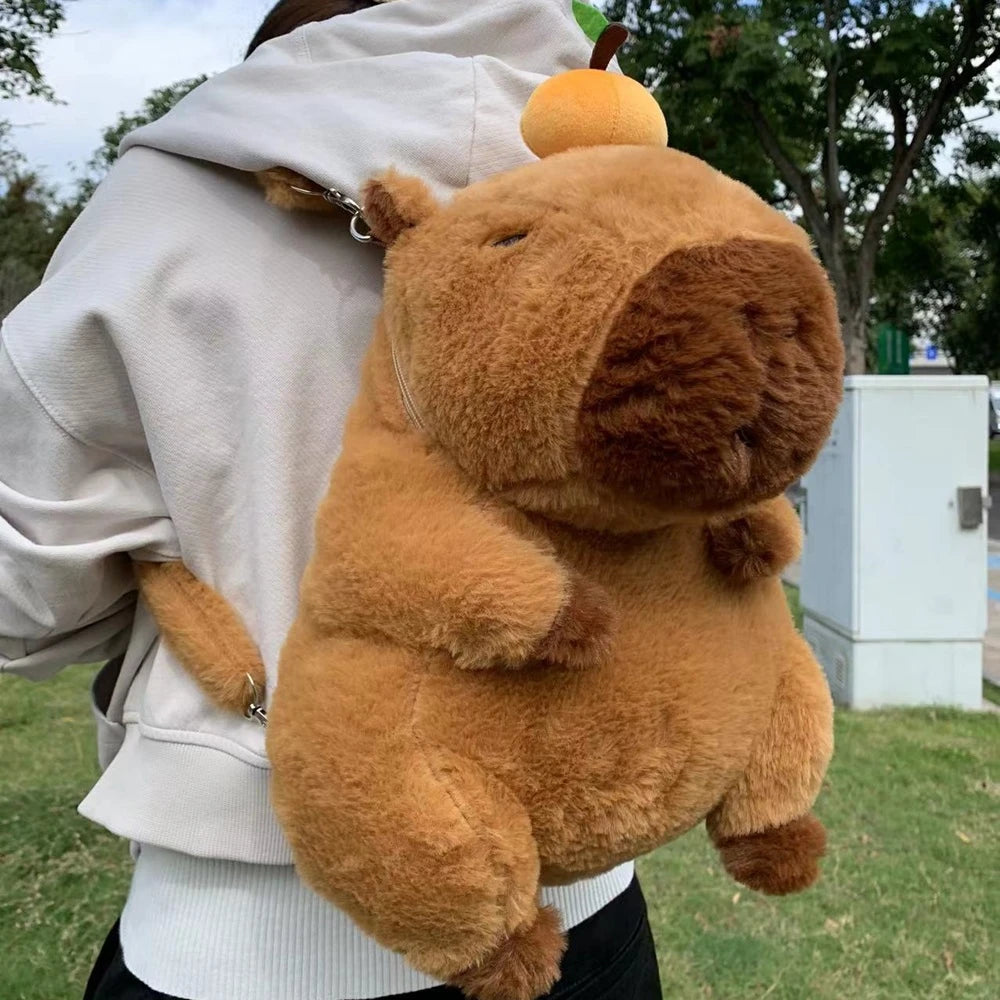 Cute Capybara Plush Kids Backpack - Adorable Mini Stuffed Knapsack