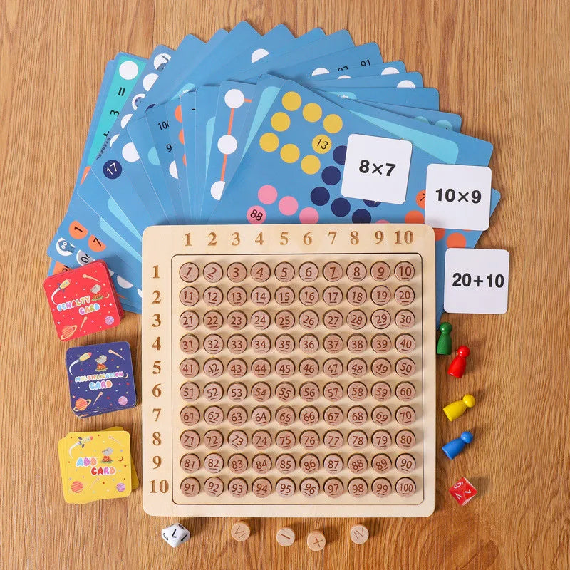 Montessori Wooden Multiplication Board Game Math Toys Counting Hundred - ToylandEU