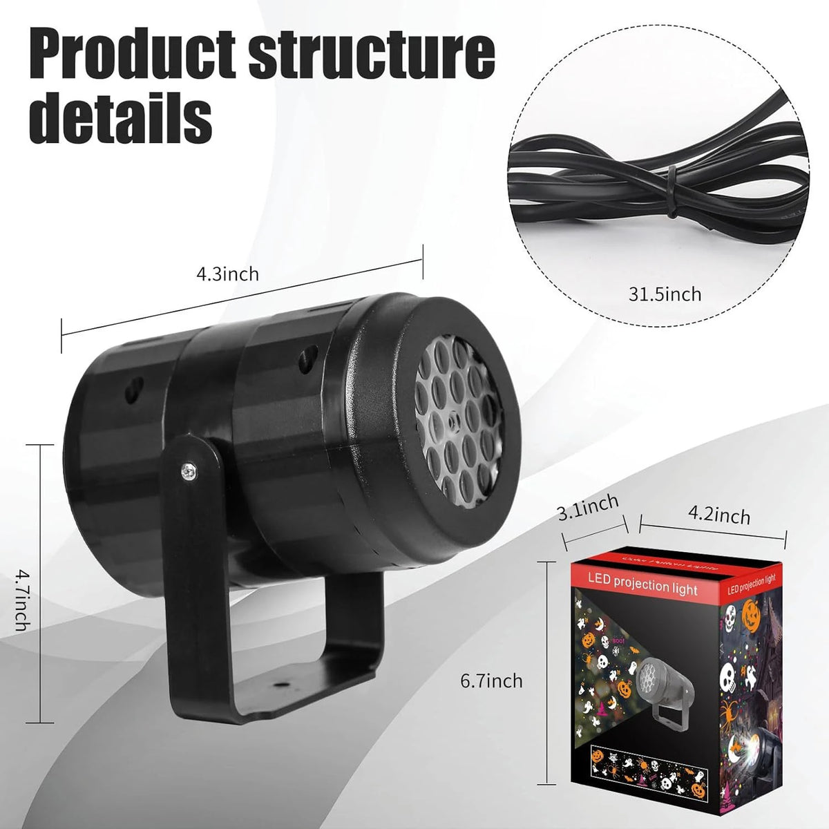 LED Projector Light | USB Powered | Rotating Design | Festive Home Decor