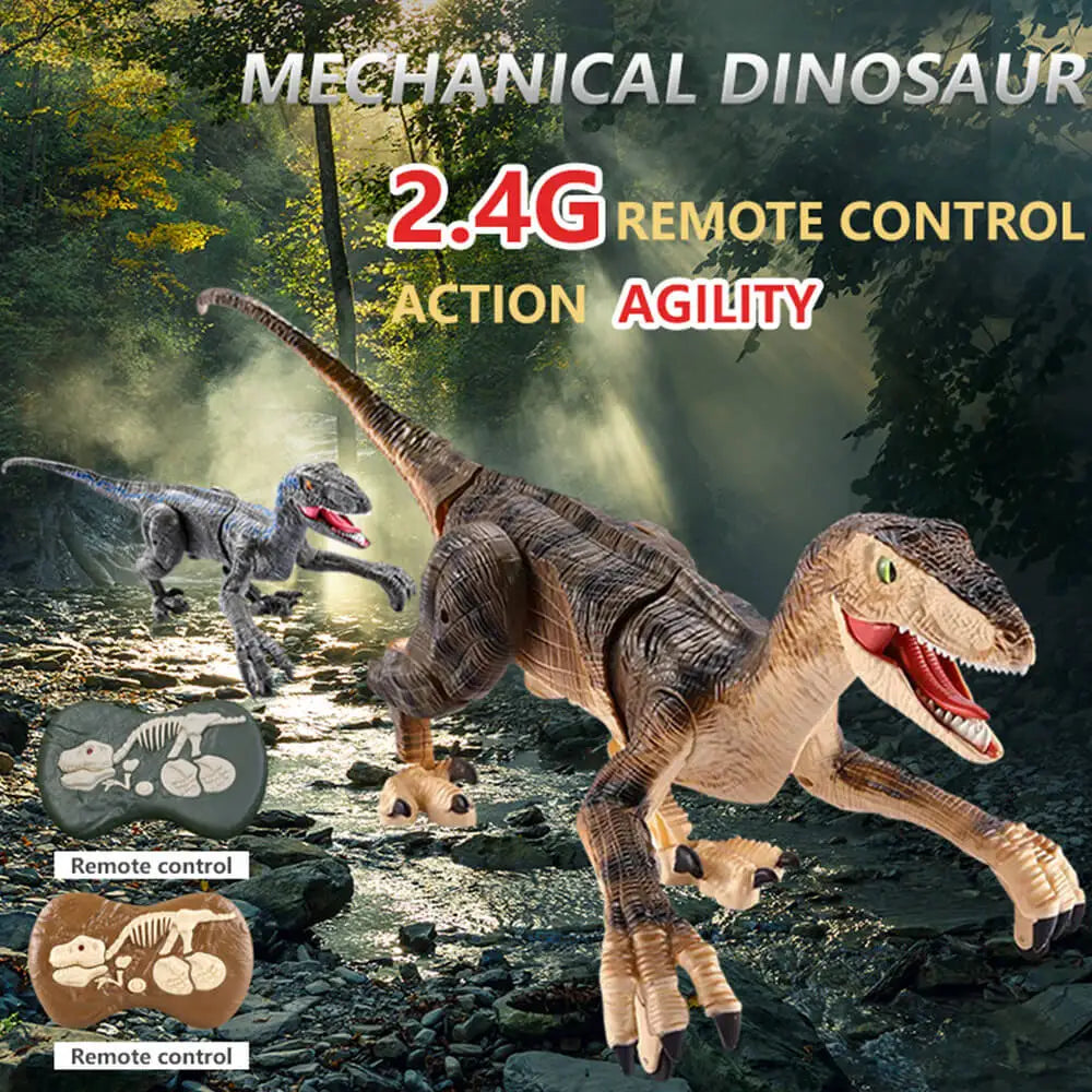 Remote Control Velociraptor Dinosaur Toy with LED Lights & Sound Effects