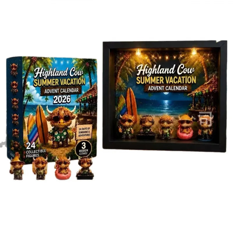 Advent Calendar | Highland Cow Lightbox | Summer And Halloween Countdown | Seasonal Display Decor