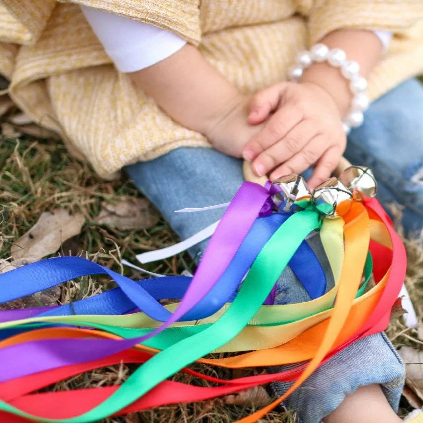 Rainbow Wooden Ring Ribbon Hand Kite - ToylandEU