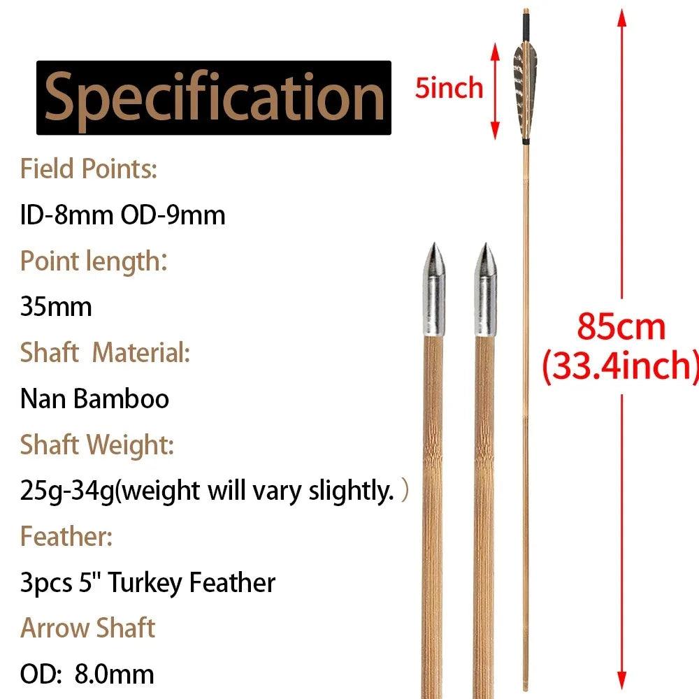 Bamboo Arrows | 33 Inch 12 Pack | Toylandeu™