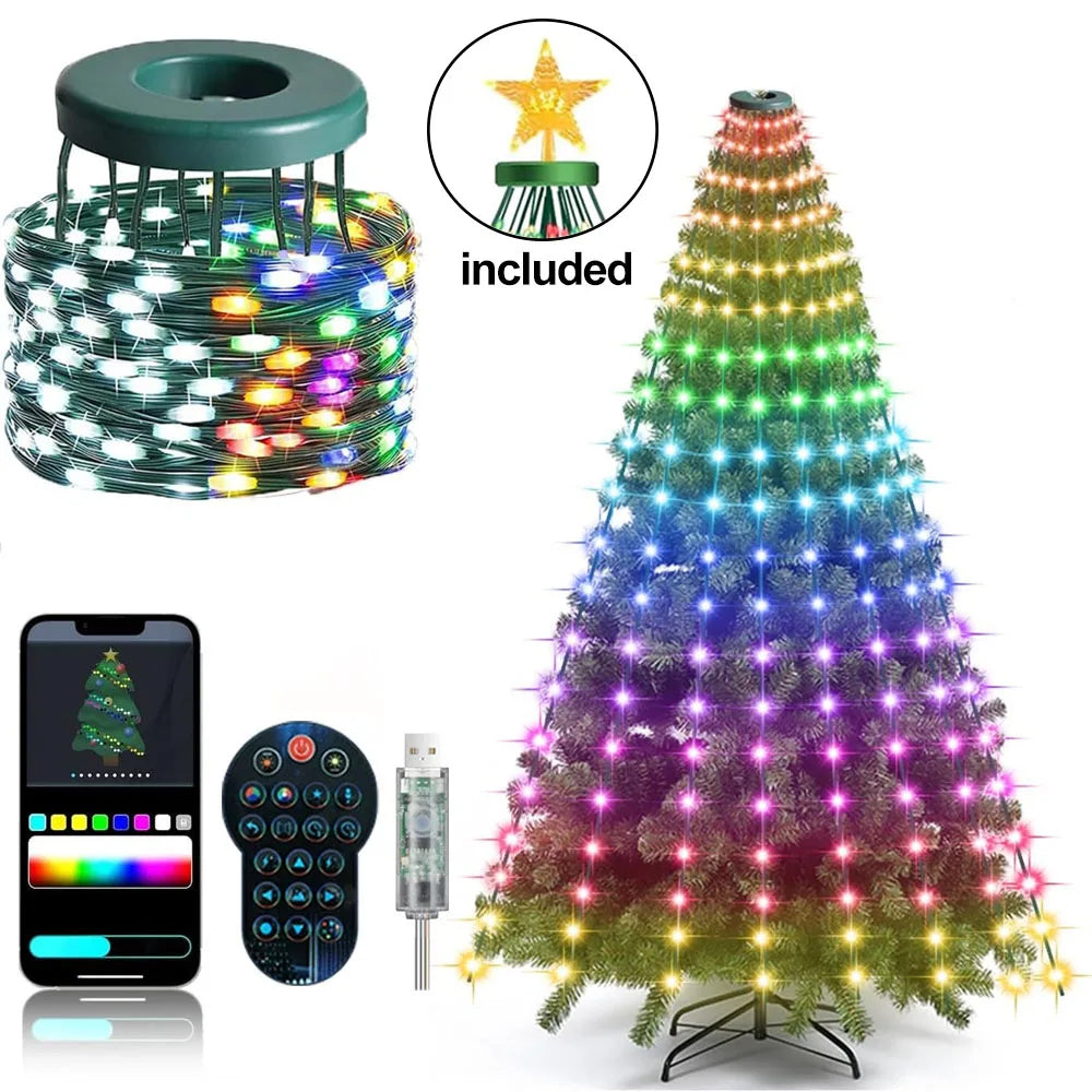 Christmas Tree Lights | 400 Led Rgbic | Dimmable Battery Star | Indoor Outdoor