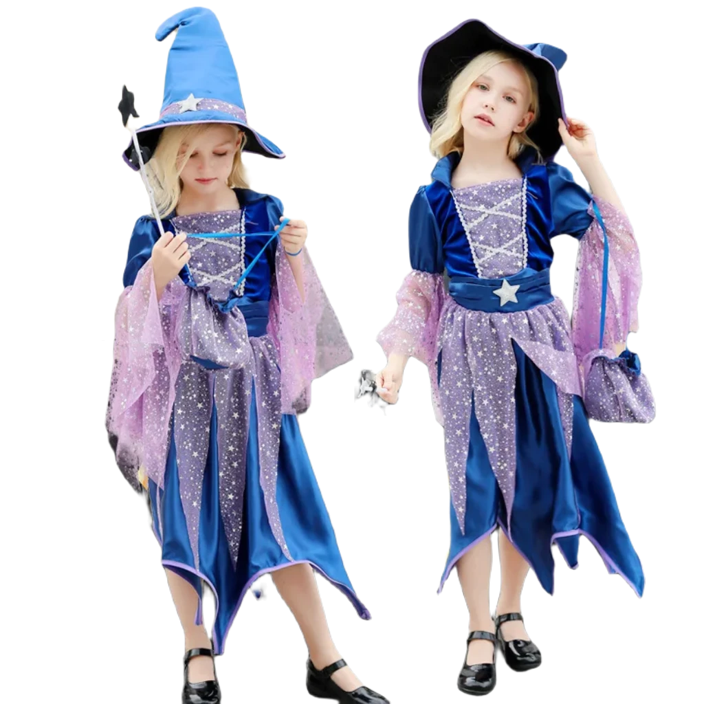 Enchanting Girls' Witch Costume Set with Hat & Bags for All Occasions