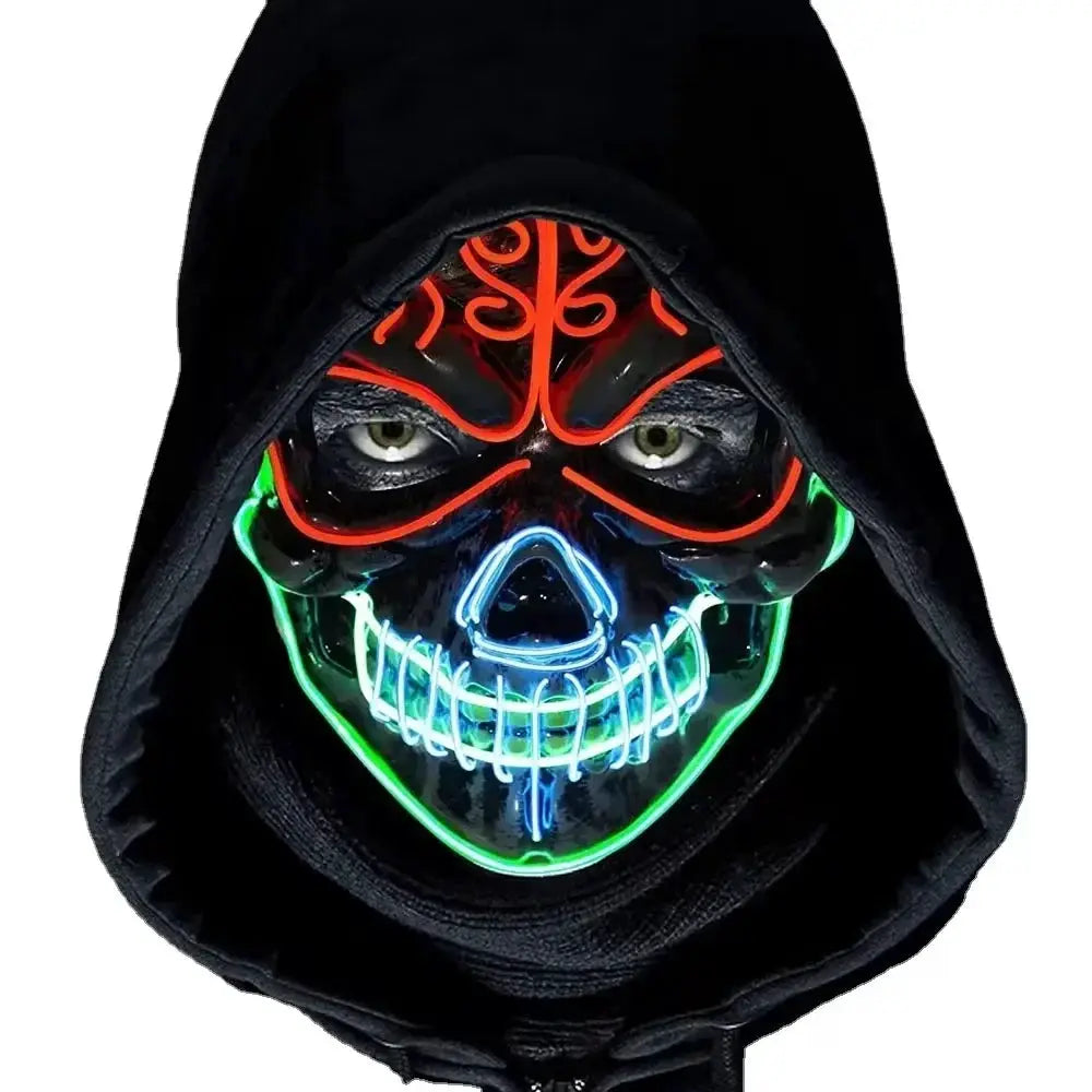 2024 Halloween Horror Skull Head Mask Cosplay Scary Skeleton Disguise Mask Light Up Luminous LED Party Mask Glowing - ToylandEU