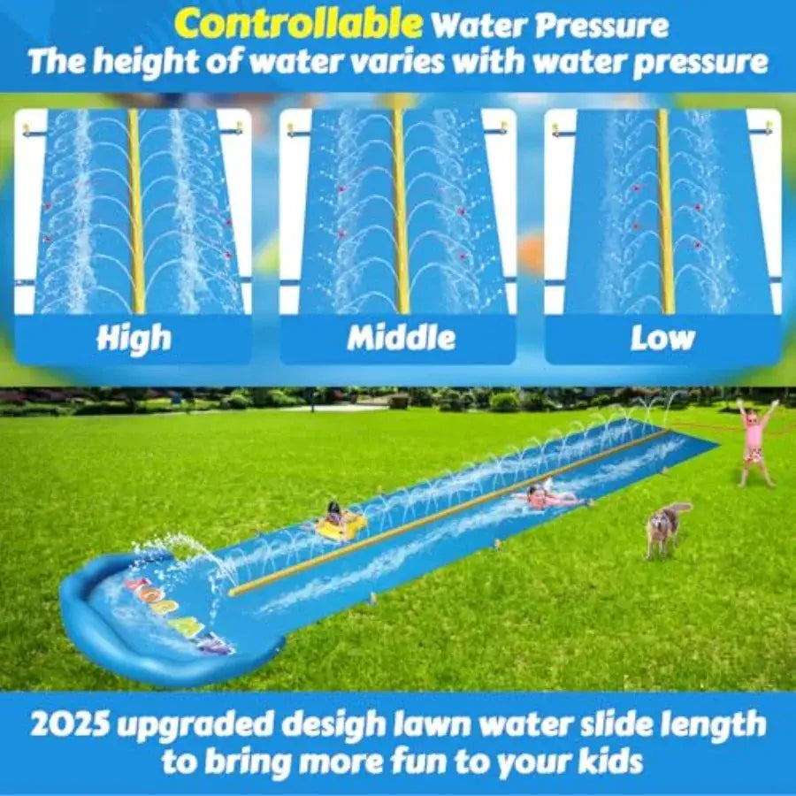 Water Slide 32.8ft Inflatable Splash Water Slip with 2 Racing Lanes for Boys Girls Adults Outdoor Water Toys for Backyard - ToylandEU