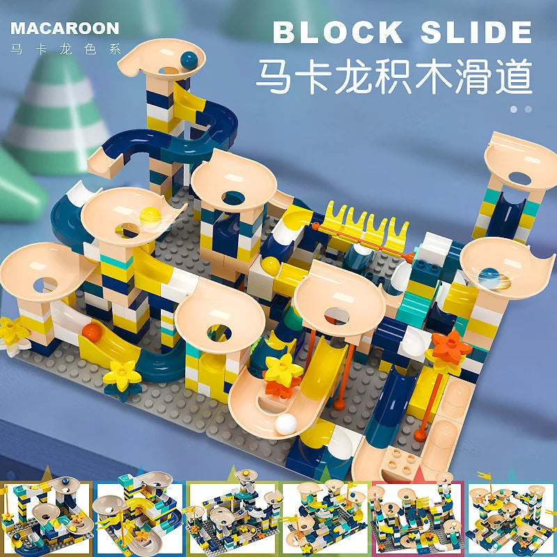 DIY Creative Bricks Assemble Toys Macaron Variable Funnel Slide Blocks - ToylandEU