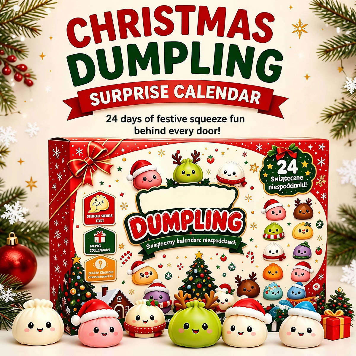 Christmas Squishy Advent Calendar | 24 Days Mystery Gift | Slow Rebound Dumpling