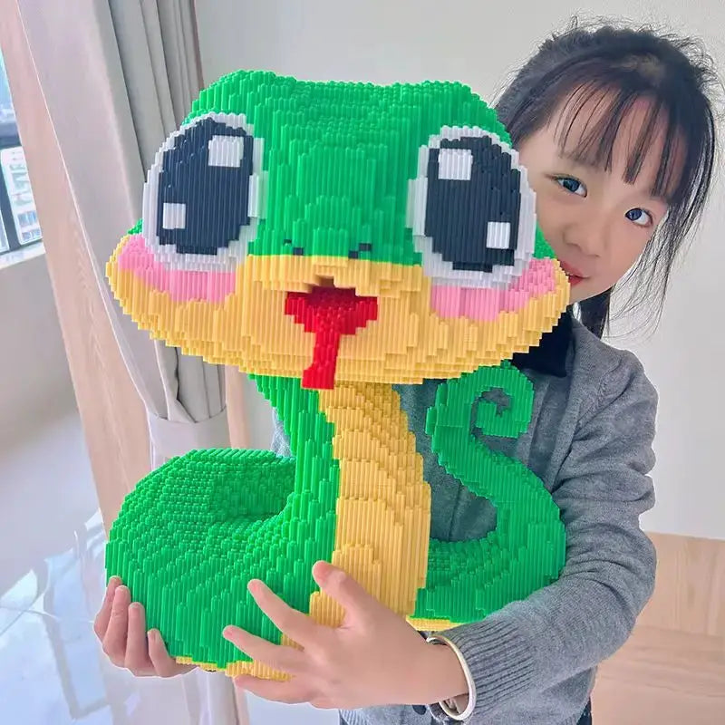 2026 new Snake Year New Super Large Green Snake Building Blocks Assembly Toy Puzzle Pendant Puzzle Toy Children'S Gift - ToylandEU