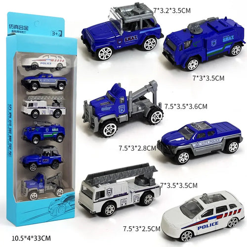 Set of 4 Toddler Car Toys with Various Police, School Bus, and Taxi Styles Made of Durable Alloy ToylandEU.com Toyland EU