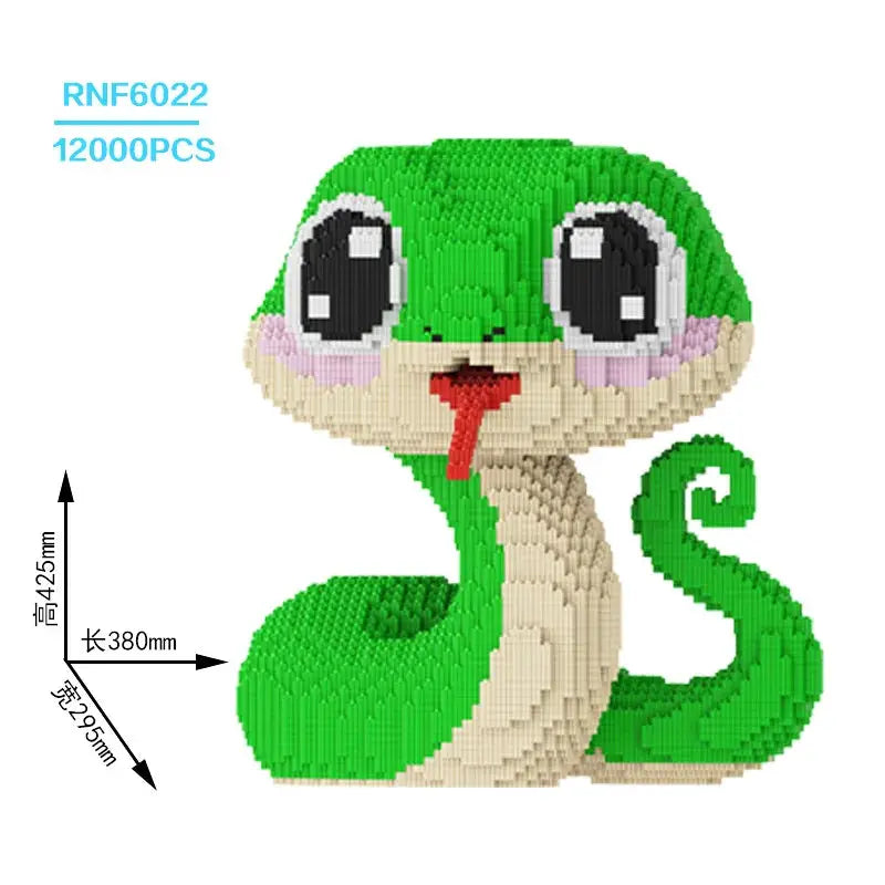 2026 new Snake Year New Super Large Green Snake Building Blocks Assembly Toy Puzzle Pendant Puzzle Toy Children'S Gift - ToylandEU
