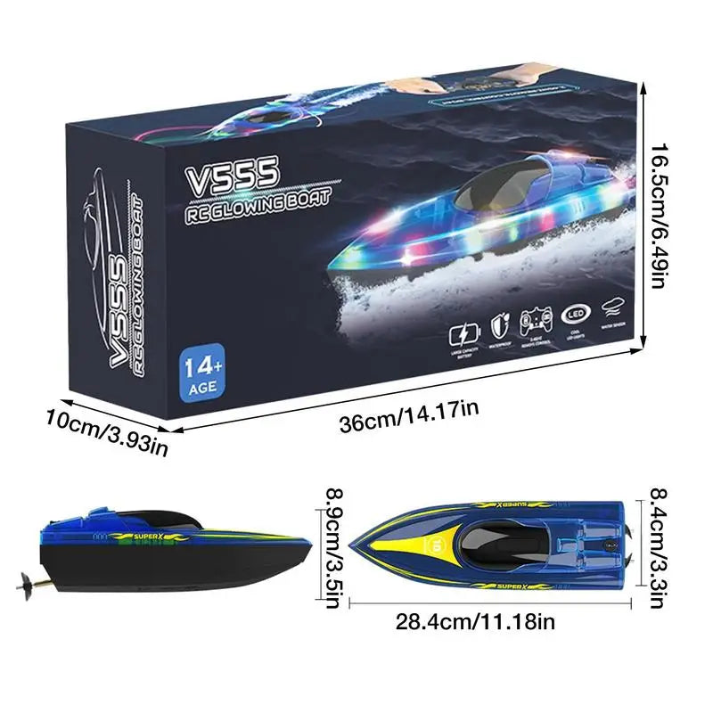 LED Remote Control Boats - Multiplayer RC Ship with Rechargeable Battery - ToylandEU