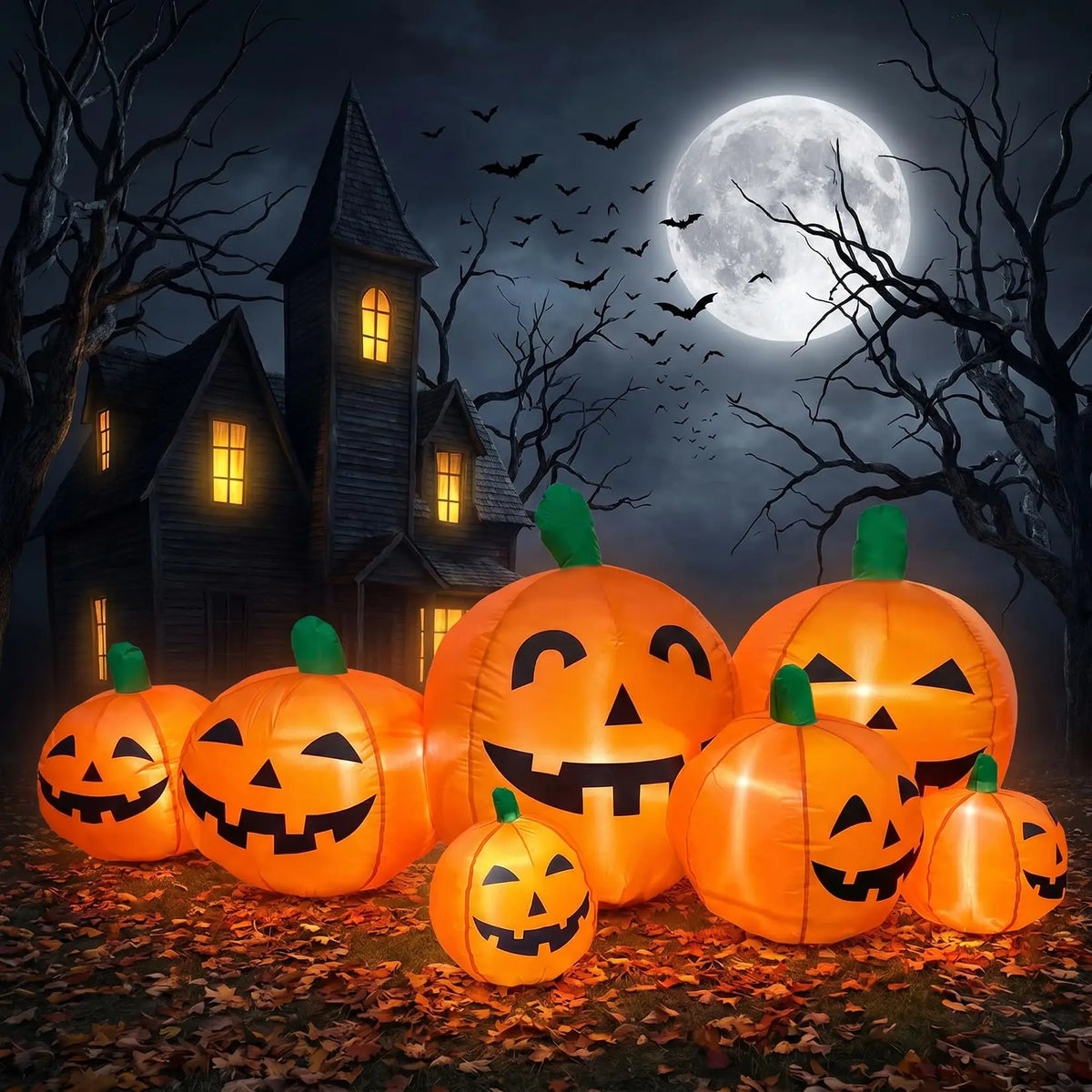 Halloween Inflatable Pumpkin Patch | 7.5 Ft Led Lights | Outdoor Yard Decor