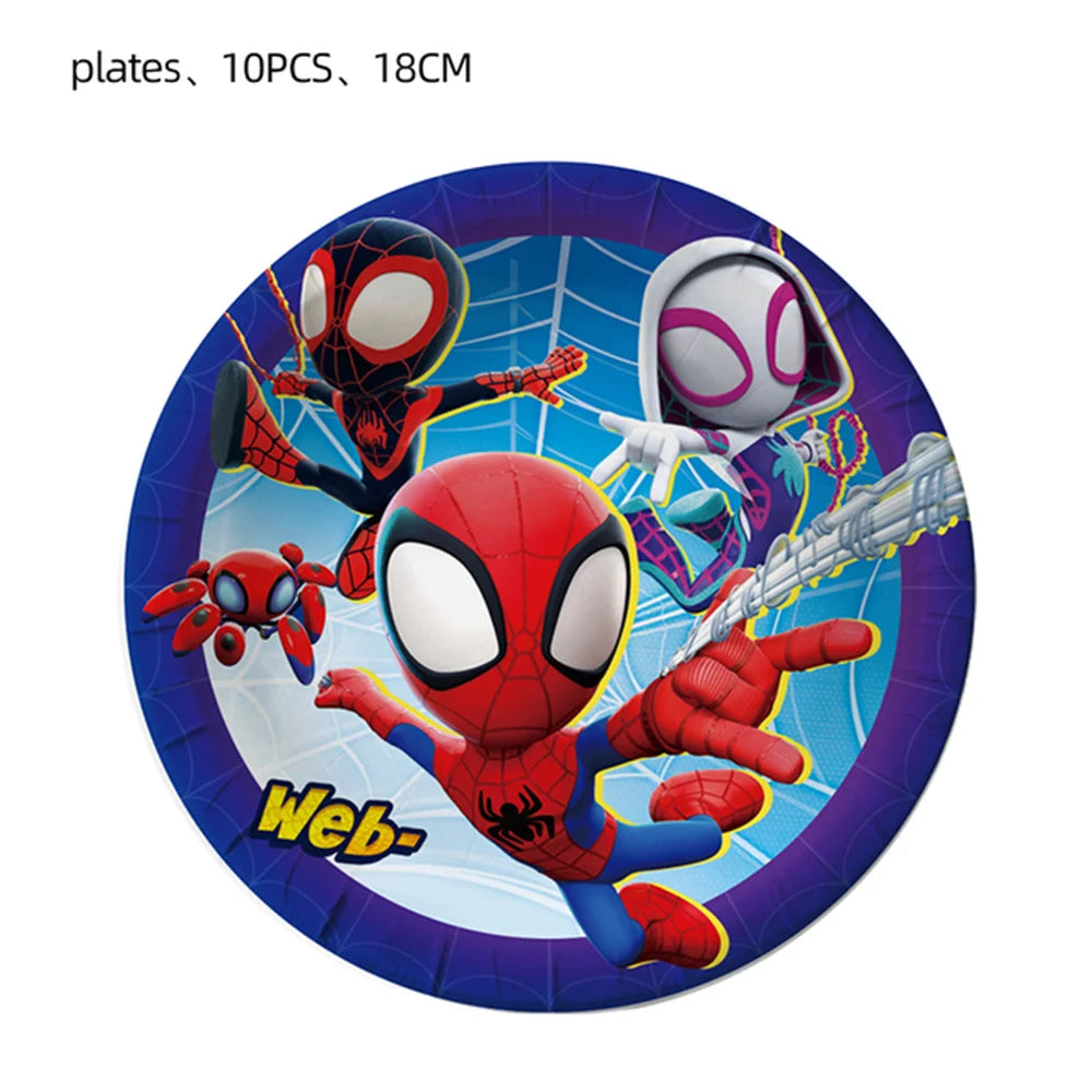Spider Birthday Party Supplies | Disposable Tableware Set | Plates Cups Napkins