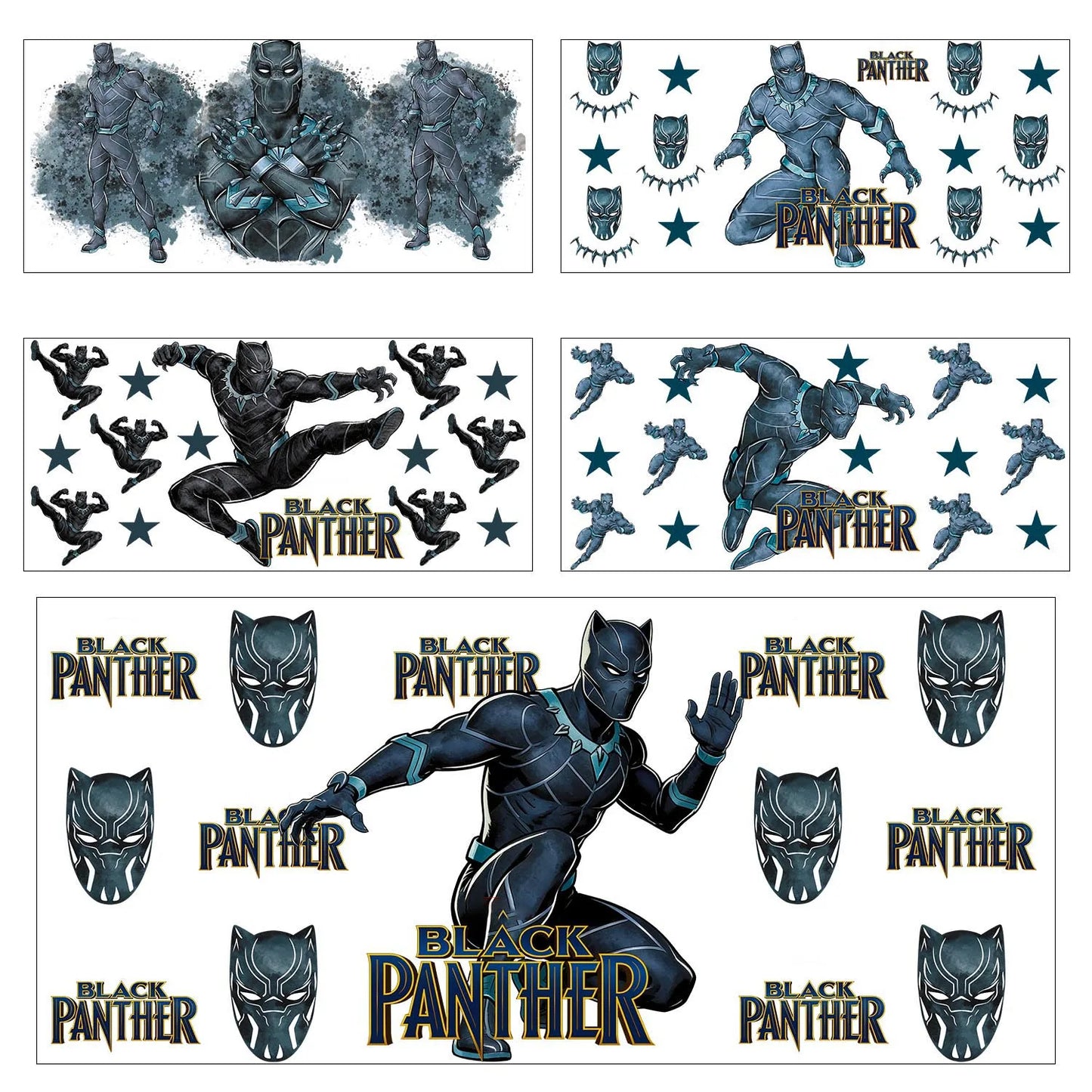 UV DTF Transfer Stickers | Super Hero Cartoon | 5pc Set | 16oz Cup Wraps