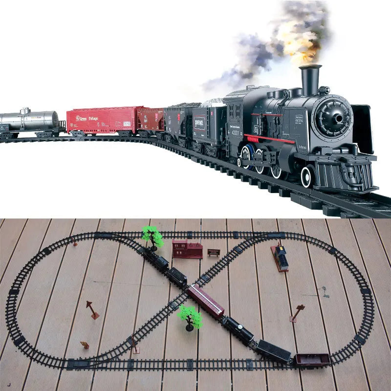 Vintage Electric Steam Train Toy Set with Realistic Track Simulation - ToylandEU