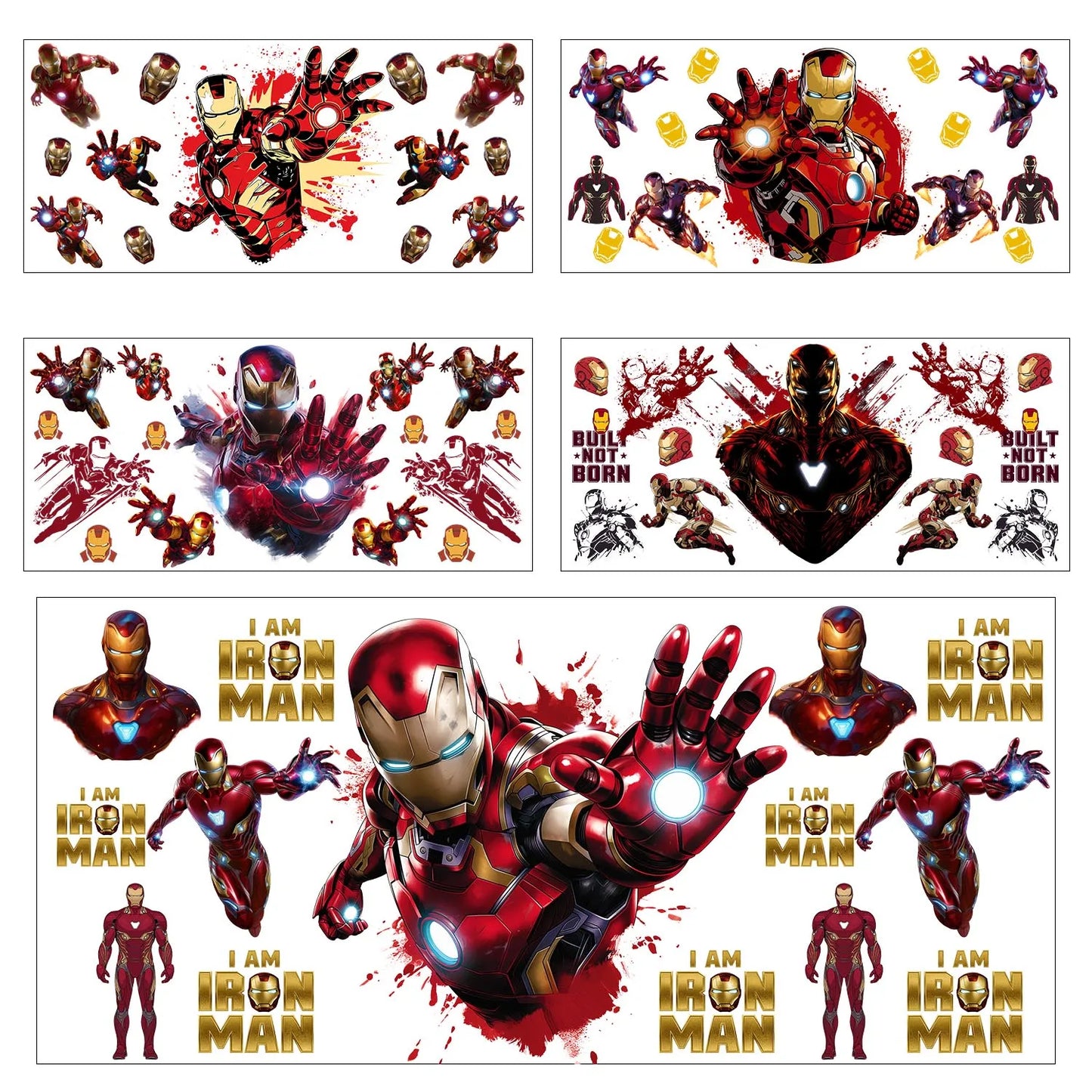 UV DTF Transfer Stickers | Super Hero Cartoon | 5pc Set | 16oz Cup Wraps