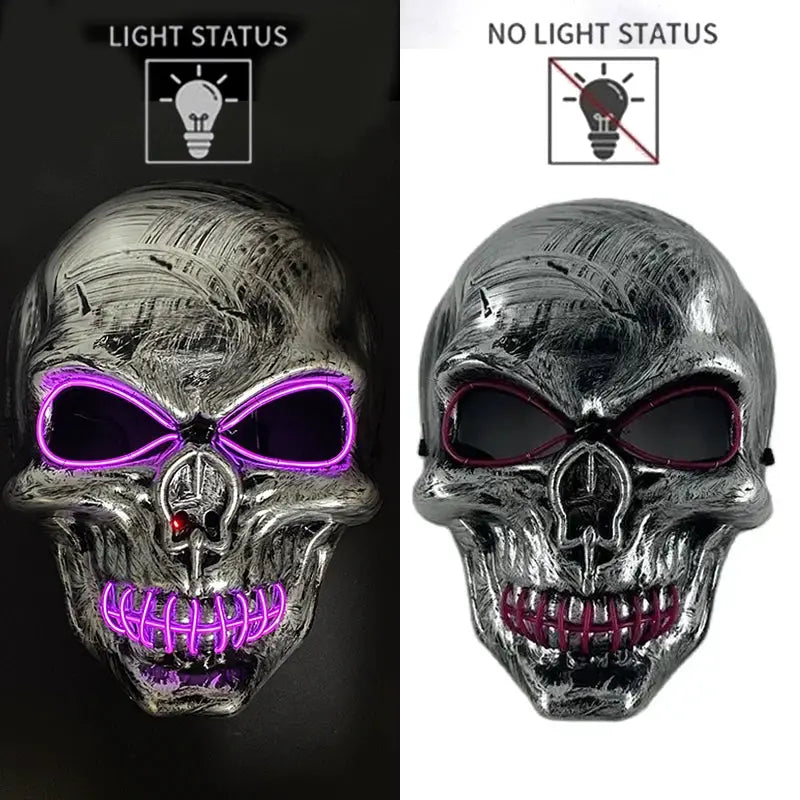 Evil Skull Mask Halloween Carnival Masquerade Haunted House Scary Decoration Cosplay Skeleton Scary Theme Party Light Up Mask - ToylandEU