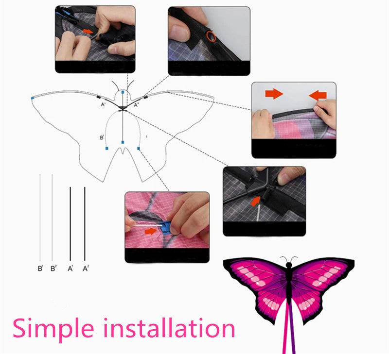 Butterfly Kite with Free Shipping - High-Quality Nylon Ripstops and 50m Handle Line - ToylandEU