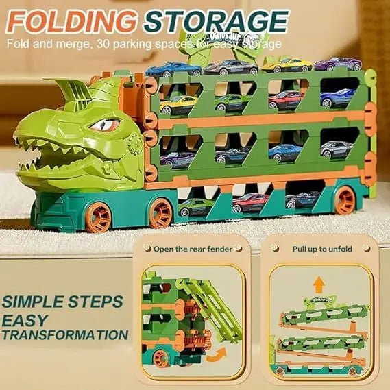 Dinosaur Folding Storage Race Car Hauler Truck Super - ToylandEU