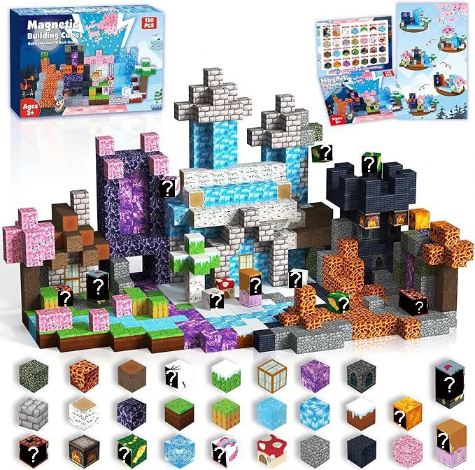 Magnetic Building Blocks | Mine World Cube Set | STEM Toy | Ages 3 Plus