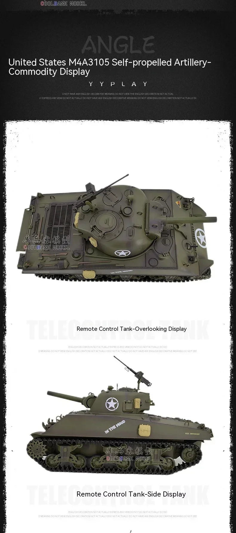 RC 1:16 Scale M4A3 Sherman Electric Remote Control Tank with Telescopic Gun Tube - Military Model Toy