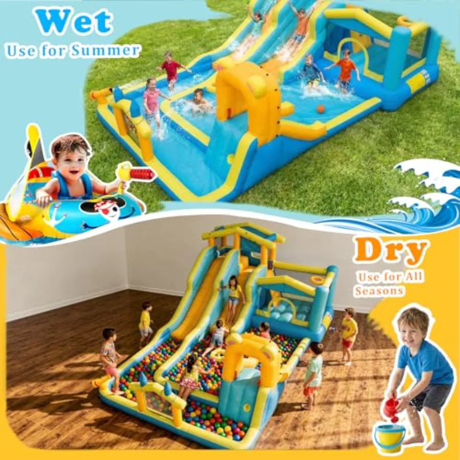 Giant Inflatable Water Slide for Backyard Fun with Dual Slides